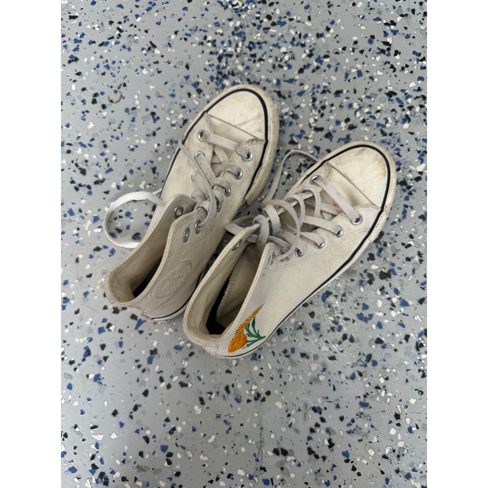 Converse Chuck Taylor All Star High Top White Sneakers Embroidered Floral - Picture 4 of 6